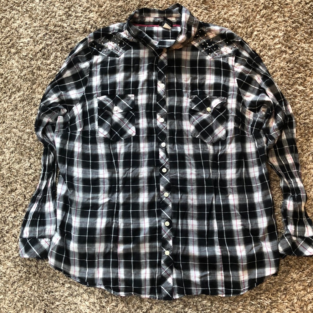 Torrid Plaid Button-Up Shirt Size:3